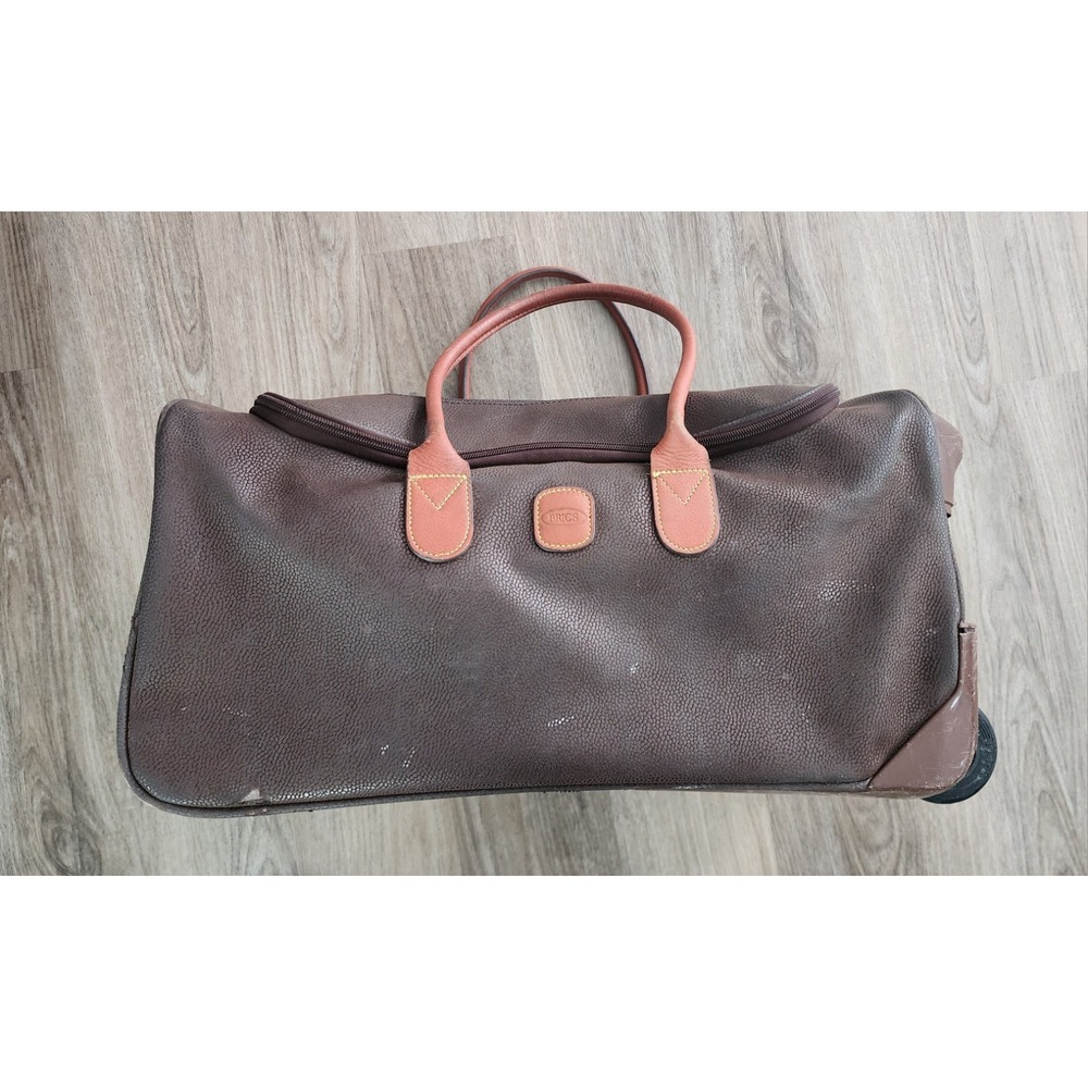 Bric's-Milano Brown Suede w/ Cognac Trim Duffle Rolling Carry-On Suitcase 21"